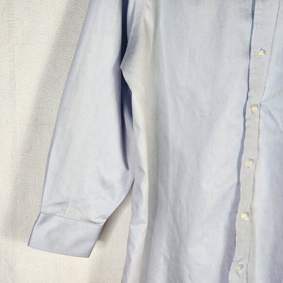 Stafford Light Blue Cotton Poly LS Micro Pinpoint Oxford Dress Shirt Sz 17 32-33 - Picture 5 of 16